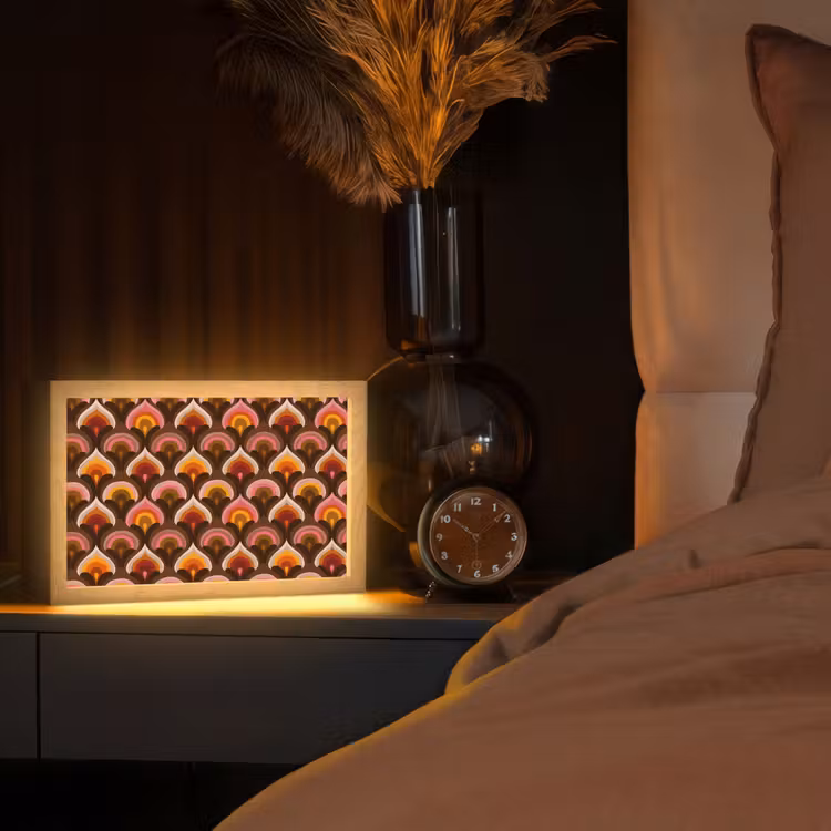 Patroon - Retro - Kleurrijk Light Box met kabel (Tafellamp) klein 924 -sfeer1