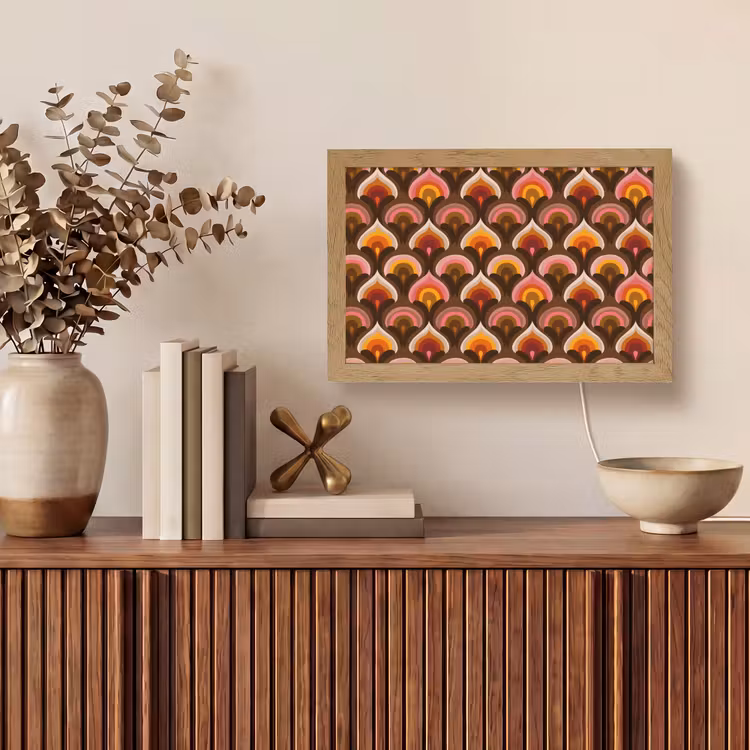 Patroon - Retro - Kleurrijk Light Box met kabel (Tafellamp) klein 924 -sfeer2
