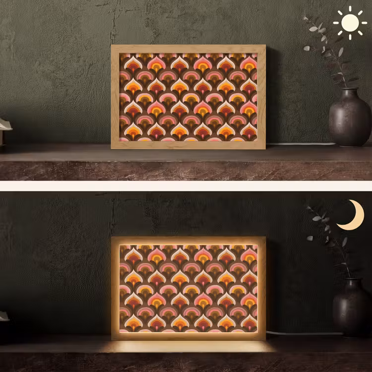 Patroon - Retro - Kleurrijk Light Box met kabel (Tafellamp) klein 924 -sfeer3