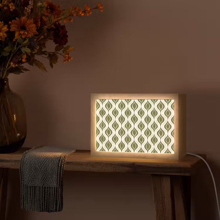 Patroon - Retro - Groen Light Box met kabel (Tafellamp) klein 924 -sfeer4