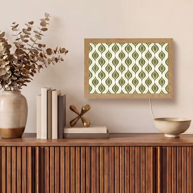 Patroon - Retro - Groen Light Box met kabel (Tafellamp) klein 924 -sfeer2