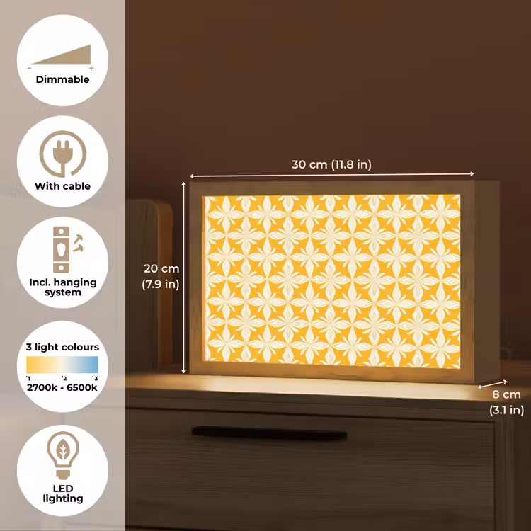 Patroon - Retro - Geel Light Box met kabel (Tafellamp) klein 924 -USP_EN