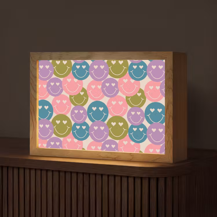 Patroon - Smiley - Kleurrijk - Hartjes Light Box met kabel (Tafellamp) klein 924 -z3d_website
