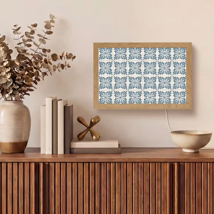Dessin - Tegel - Blauw Light Box met kabel (Tafellamp) klein 924 -sfeer2