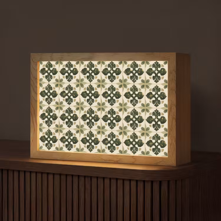 Patroon - Tegel - Groen Light Box met kabel (Tafellamp) klein 924 -z3d_website