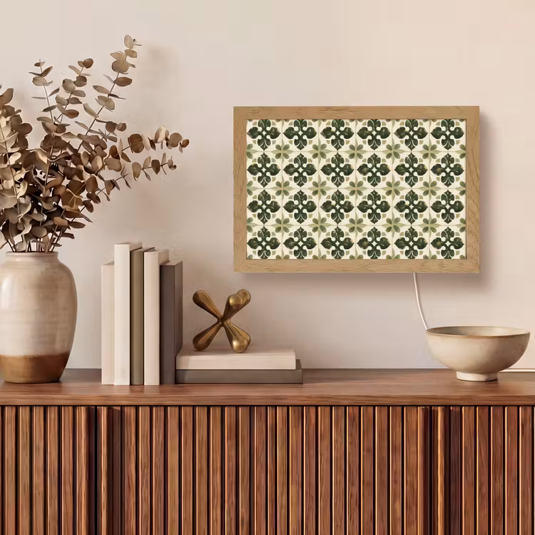 Patroon - Tegel - Groen Light Box met kabel (Tafellamp) klein 924 -sfeer2