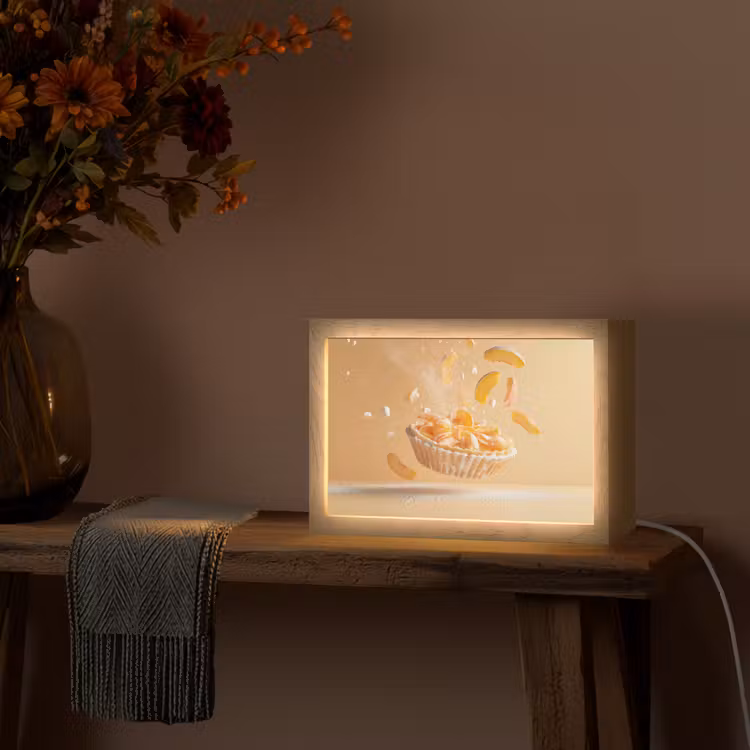 Peach - Eten - Taart - Oranje Light Box met kabel (Tafellamp) klein -sfeer4
