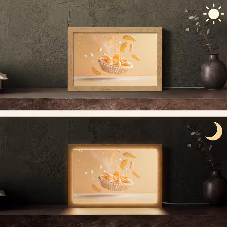 Peach - Eten - Taart - Oranje Light Box met kabel (Tafellamp) klein -sfeer3