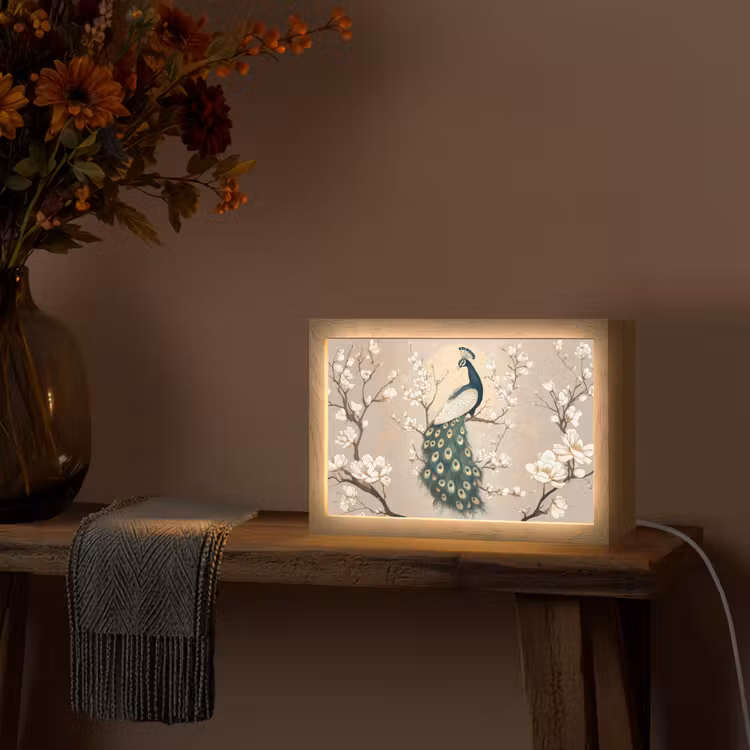 Pauw - Tak - Bloemen Light Box met kabel (Tafellamp) klein -sfeer4