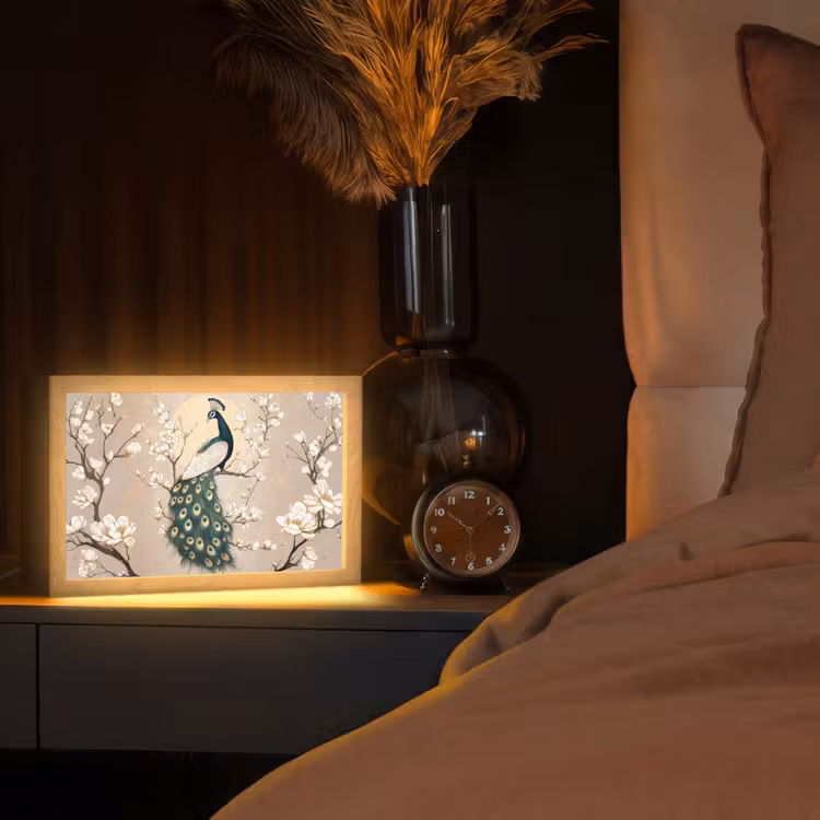 Pauw - Tak - Bloemen Light Box met kabel (Tafellamp) klein -sfeer1
