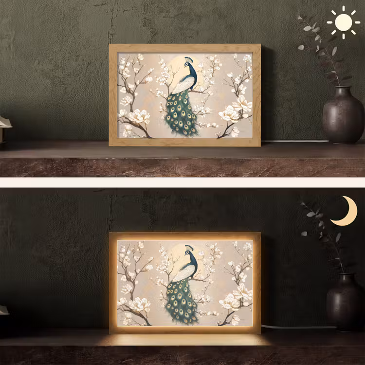 Pauw - Tak - Bloemen Light Box met kabel (Tafellamp) klein -sfeer3