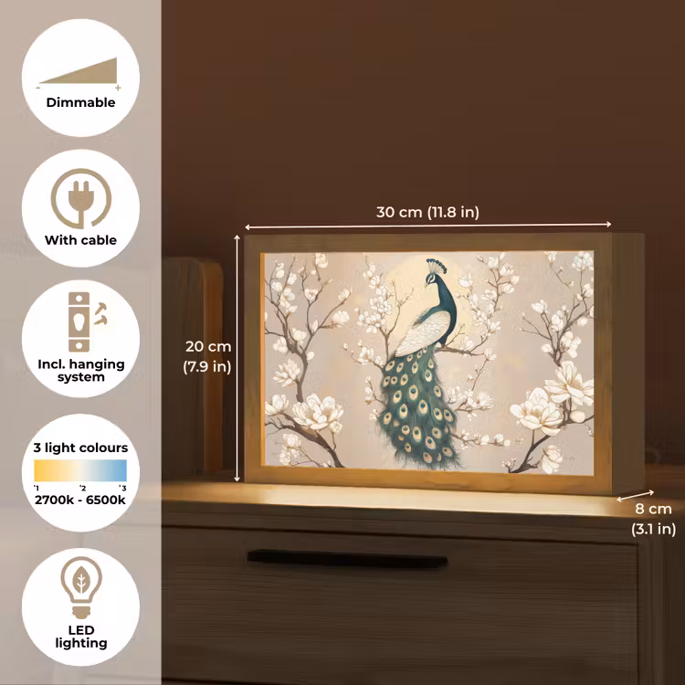 Pauw - Tak - Bloemen Light Box met kabel (Tafellamp) klein -USP_EN