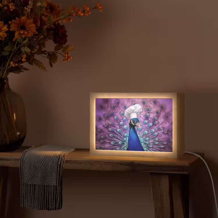 Pauw - Koksmuts - Cool - Paars Light Box met kabel (Tafellamp) klein -sfeer4