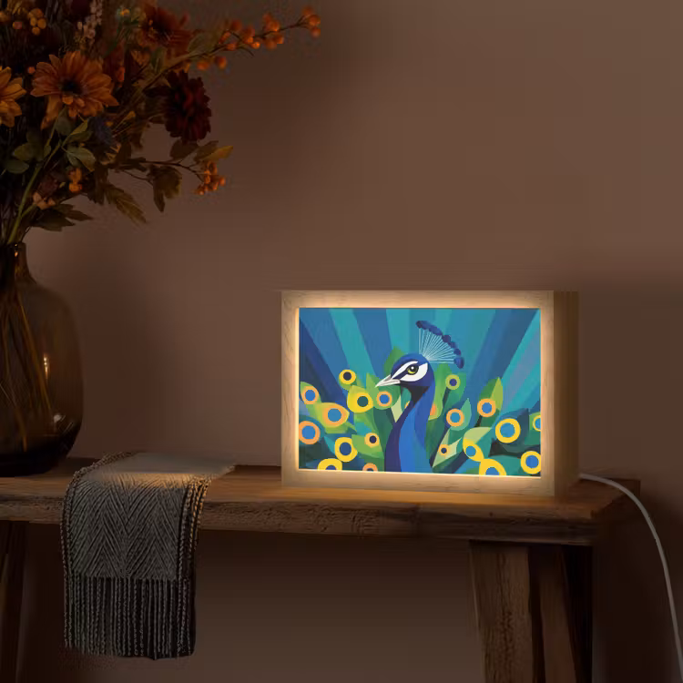 Pauw - Cirkels - Blauw Light Box met kabel (Tafellamp) klein -sfeer4