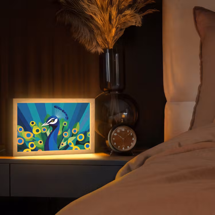 Pauw - Cirkels - Blauw Light Box met kabel (Tafellamp) klein -sfeer1