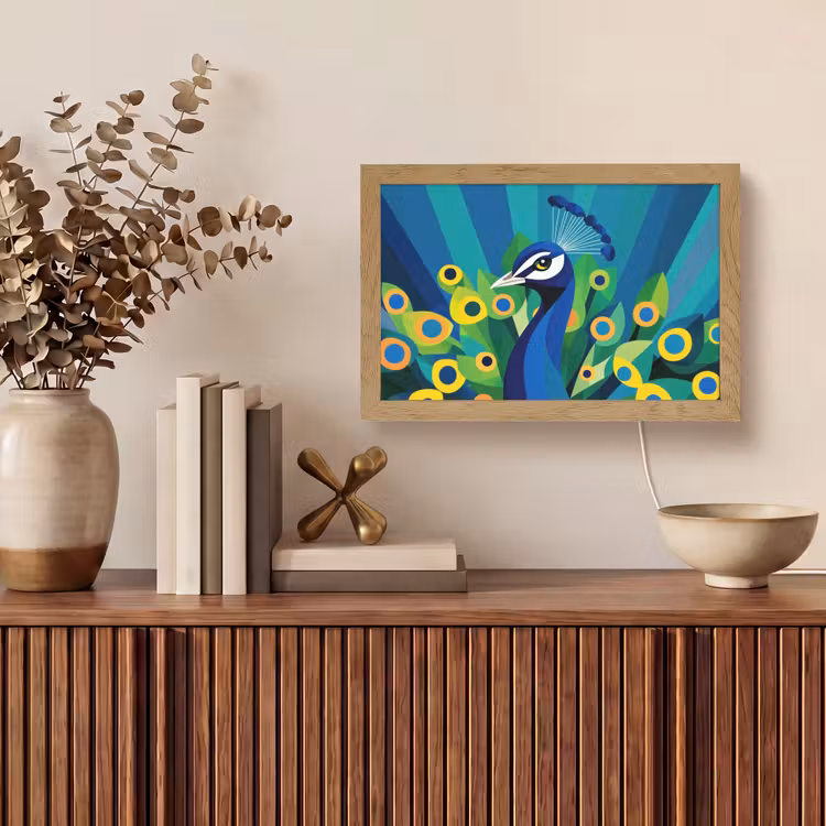 Pauw - Cirkels - Blauw Light Box met kabel (Tafellamp) klein -sfeer2