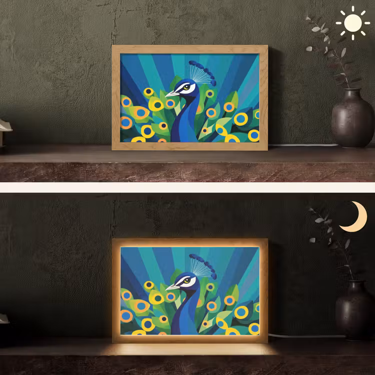 Pauw - Cirkels - Blauw Light Box met kabel (Tafellamp) klein -sfeer3