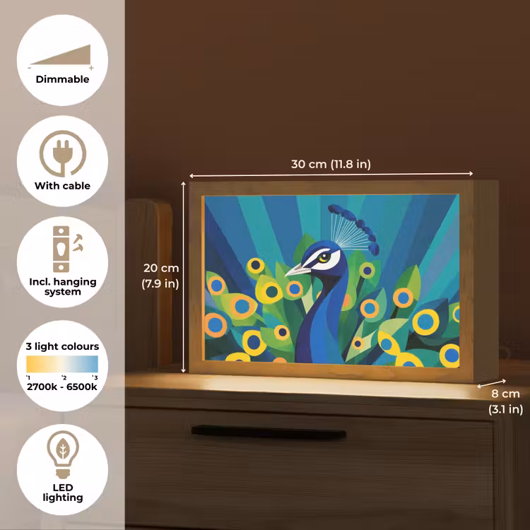 Pauw - Cirkels - Blauw Light Box met kabel (Tafellamp) klein -USP_EN