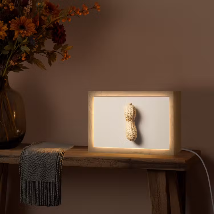 Pinda - Ruw - Beige Light Box met kabel (Tafellamp) klein -sfeer4