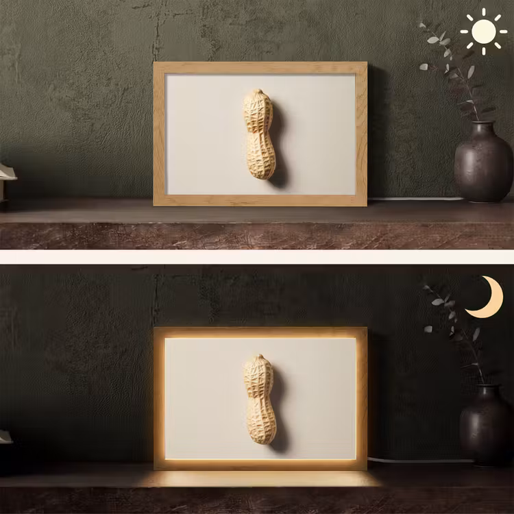 Pinda - Ruw - Beige Light Box met kabel (Tafellamp) klein -sfeer3