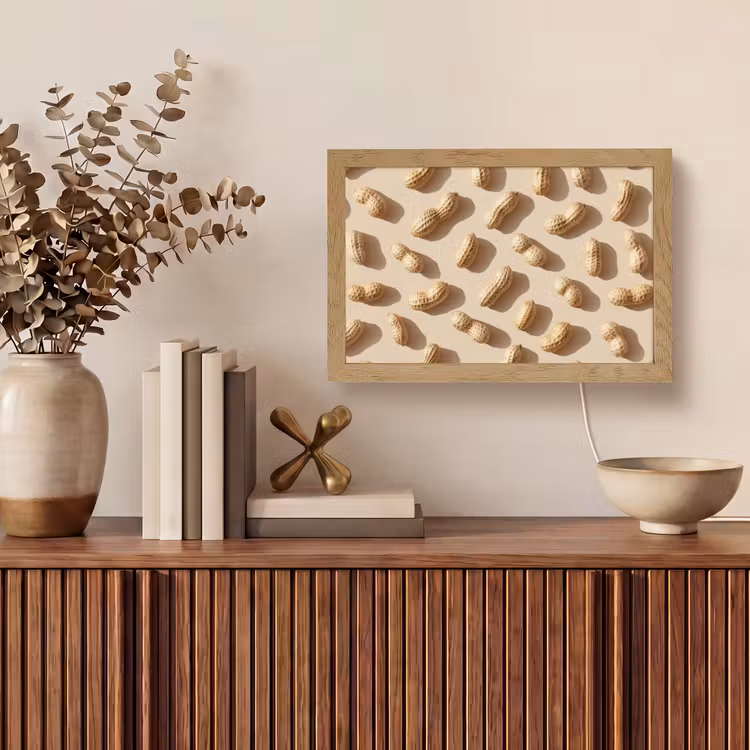 Pinda's - Patroon - Beige Light Box met kabel (Tafellamp) klein -sfeer2
