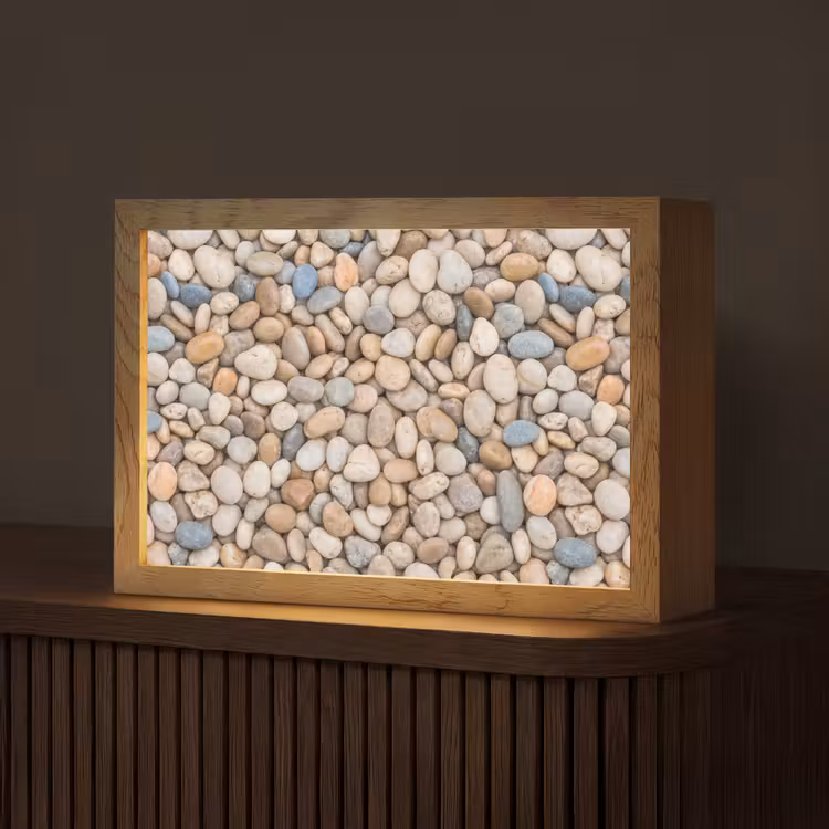 Kiezelstenen - Natuur - Textuur - Beige - Grijs Light Box met kabel (Tafellamp) klein -z3d_website