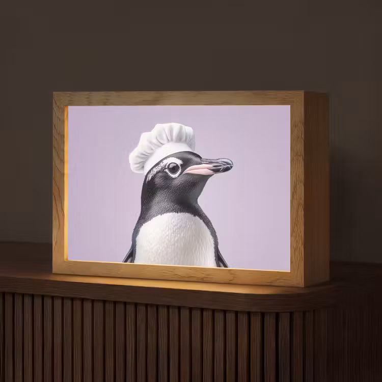 Pinguïn - Koksmuts - Lief - Paars Light Box met kabel (Tafellamp) klein -z3d_website