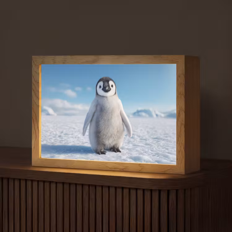 Pinguïn - Sneeuw - Landschap - Wit Light Box met kabel (Tafellamp) klein -z3d_website