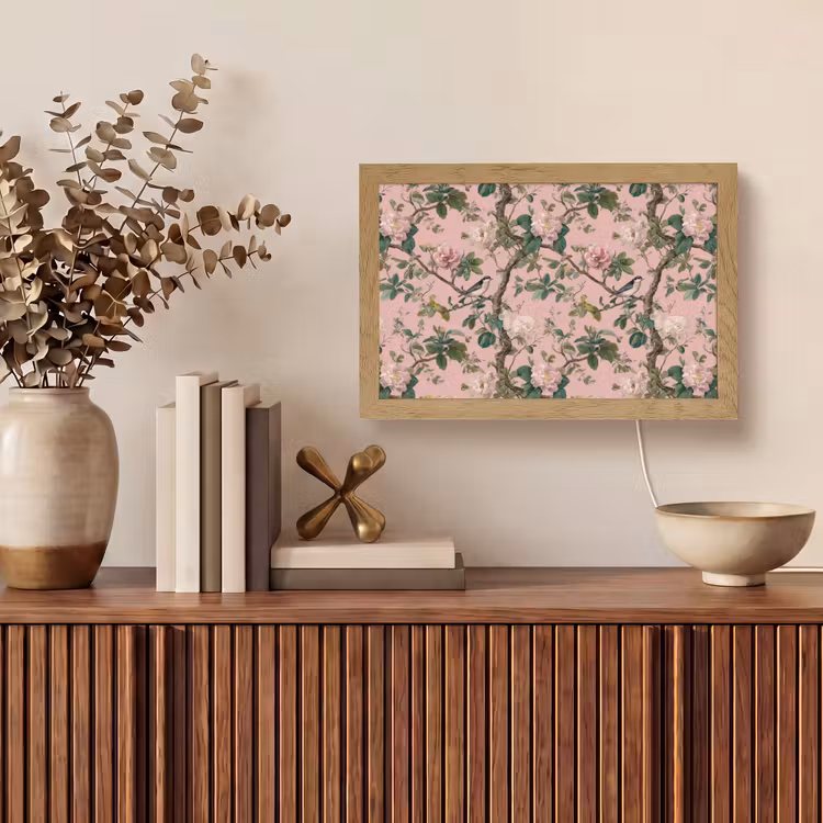 Pioenrozen - Botanisch - Vogel Light Box met kabel (Tafellamp) klein 924 -sfeer2