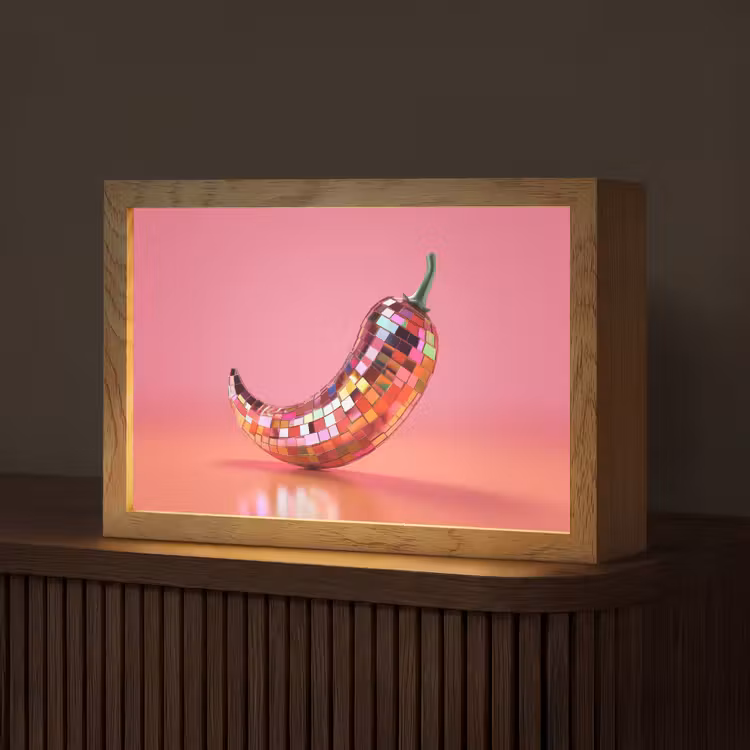 Peper - Disco - Rood - Glitter Light Box met kabel (Tafellamp) klein -z3d_website