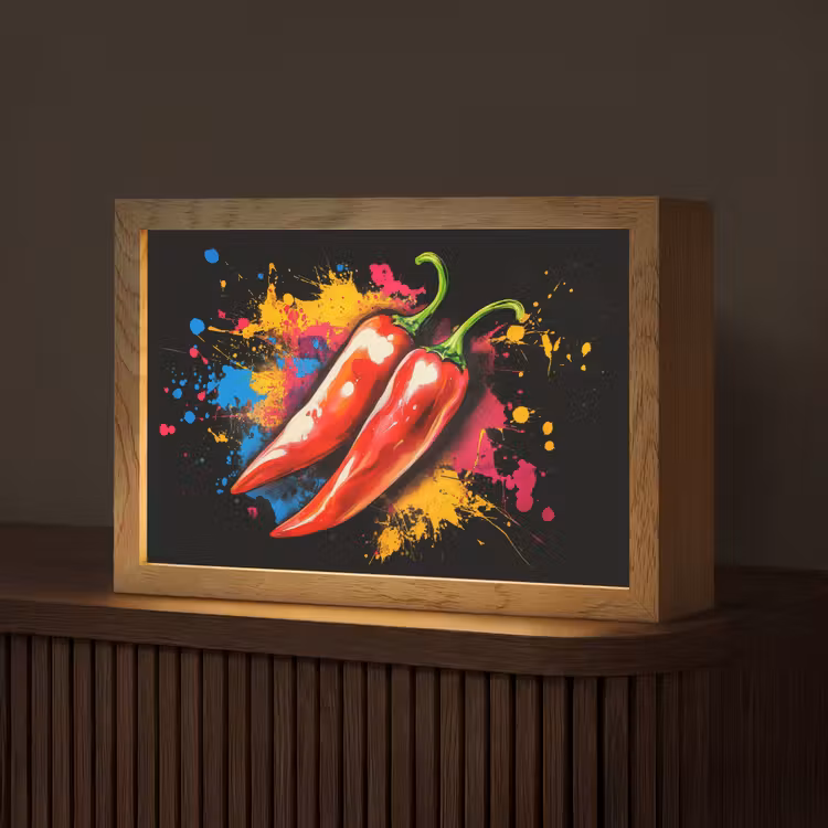 Peper - Graffiti - Verf - Abstract - Modern - Kleurrijk Light Box met kabel (Tafellamp) klein -z3d_website