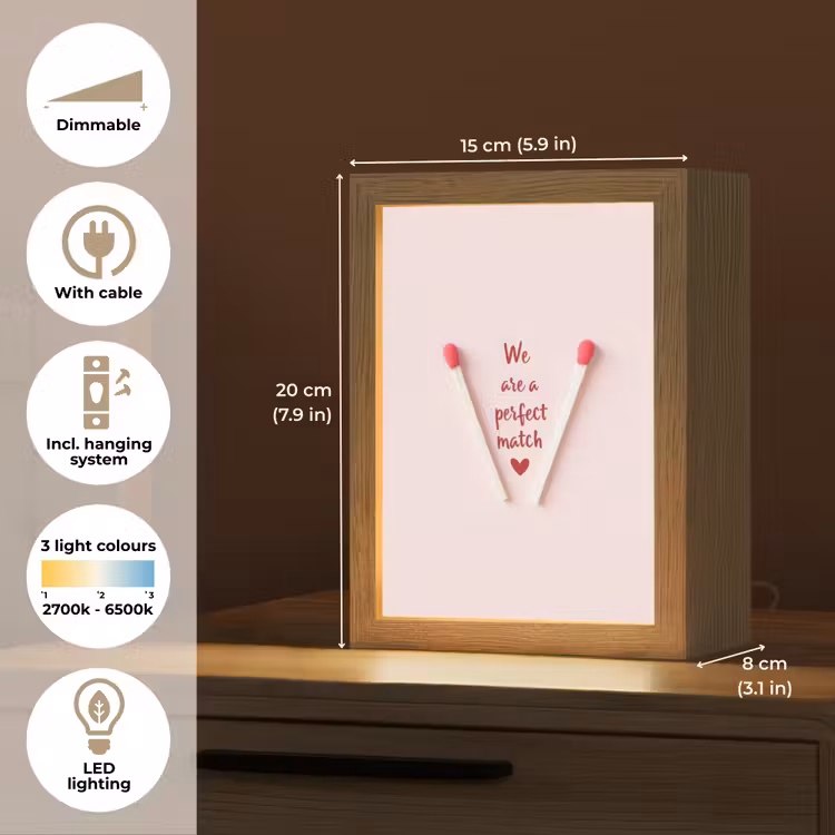 Perfect - Minimalistisch - Valentijn Light Box met kabel (Tafellamp) klein -USP_EN