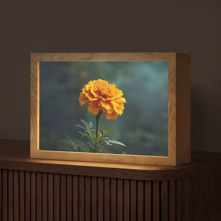 Bloemblaadjes - Afrikaan - Oranje - Wazig Light Box met kabel (Tafellamp) klein -z3d_website