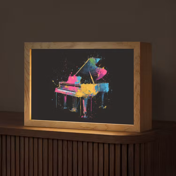 Piano - Kleurrijk - Verf - Modern Light Box met kabel (Tafellamp) klein -z3d_website