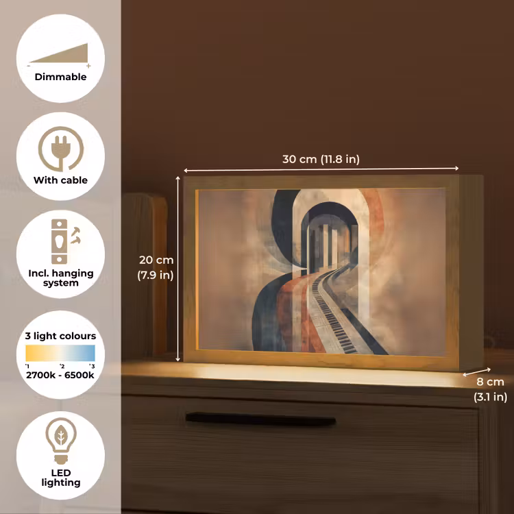 Piano - Toetsen - Abstract Light Box met kabel (Tafellamp) klein -USP_EN
