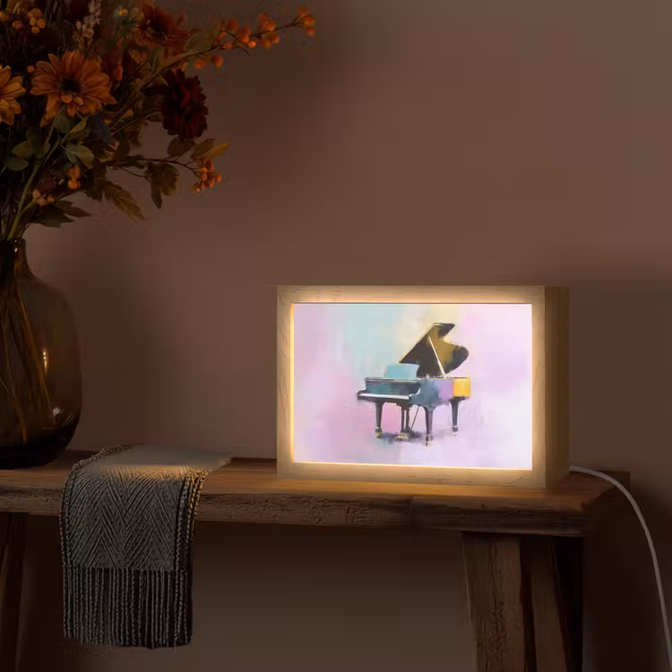 Piano - Pastel - Elegant - Dromerig Light Box met kabel (Tafellamp) klein -sfeer4