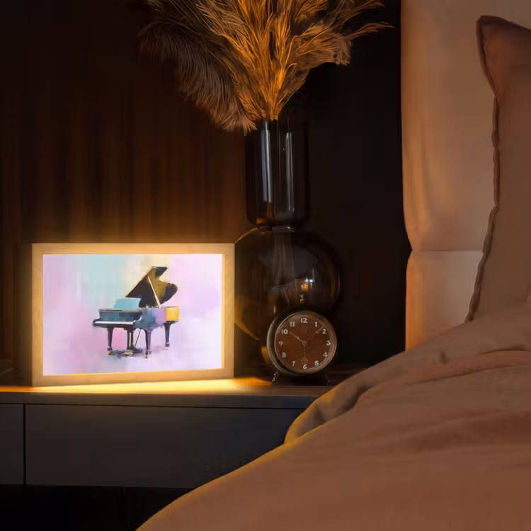 Piano - Pastel - Elegant - Dromerig Light Box met kabel (Tafellamp) klein -sfeer1