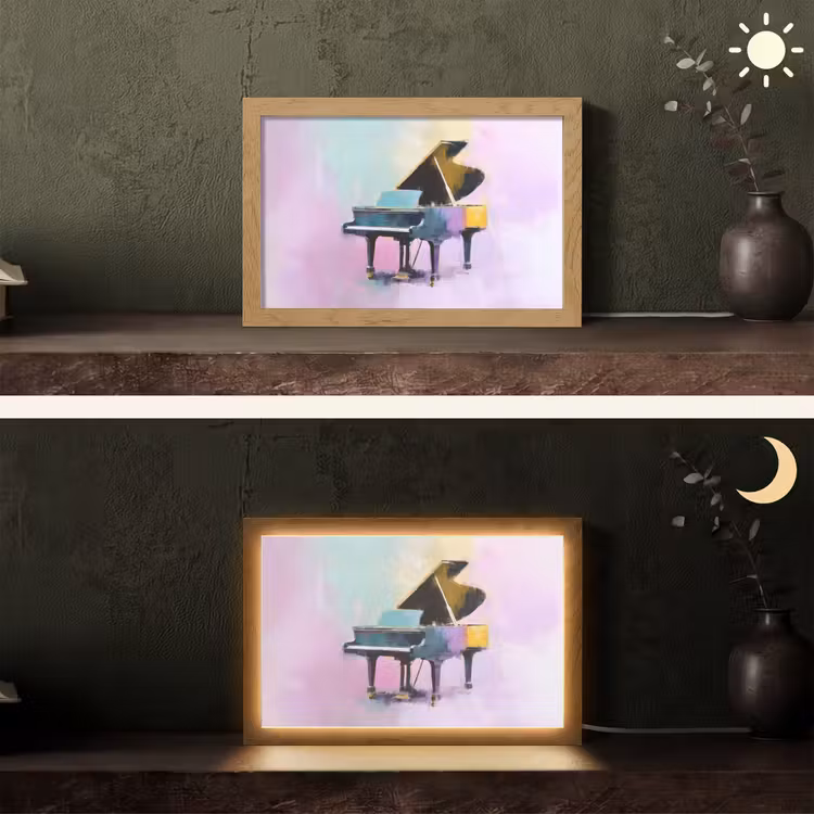 Piano - Pastel - Elegant - Dromerig Light Box met kabel (Tafellamp) klein -sfeer3
