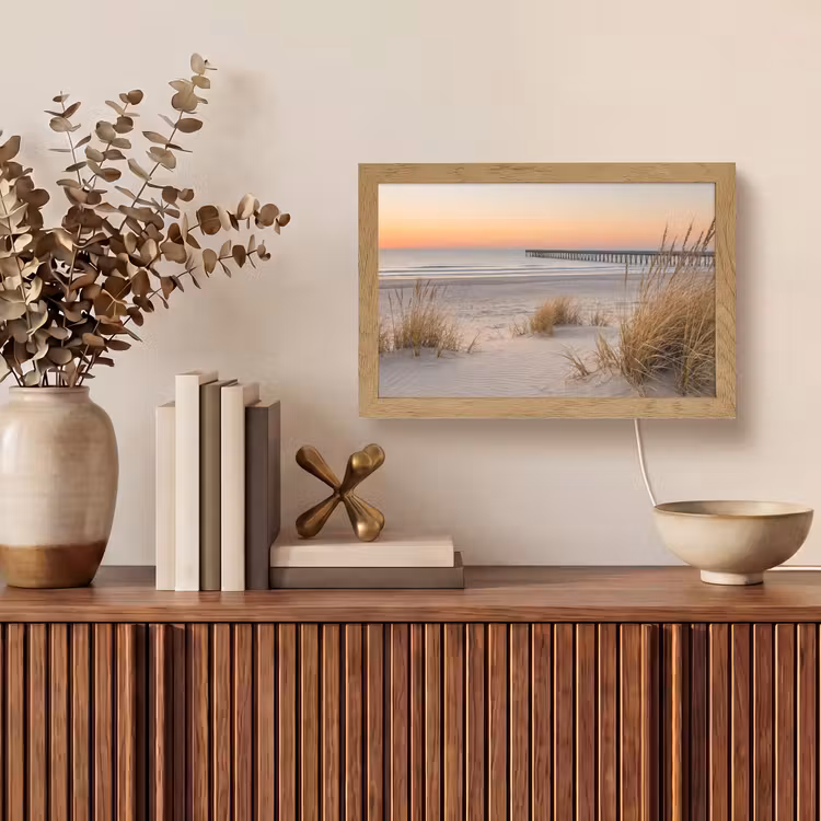 Pier - Zonsondergang - Strand Light Box met kabel (Tafellamp) klein -sfeer2