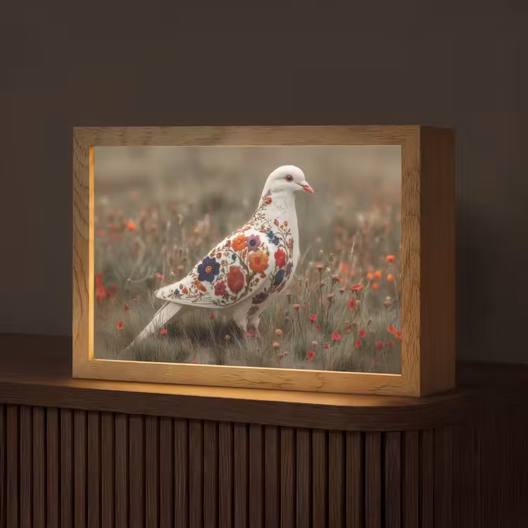 Duif - Bloemen - Natuur Light Box met kabel (Tafellamp) klein -z3d_website