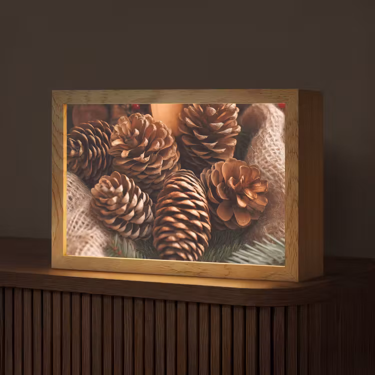 Dennenappels - Boom - Winter - Natuur - Bruin Light Box met kabel (Tafellamp) klein -z3d_website