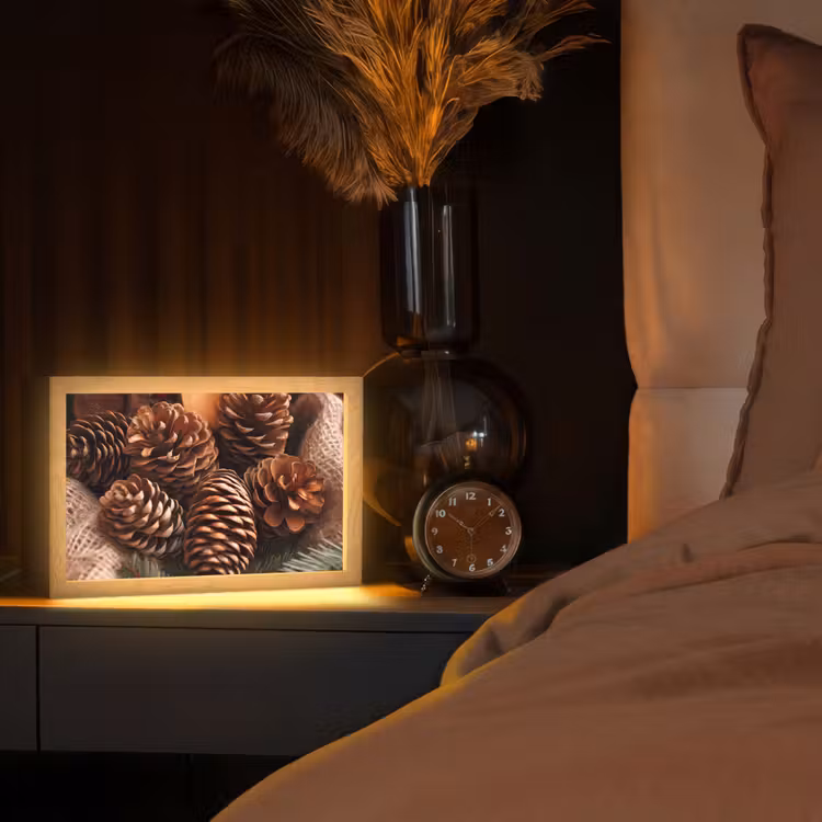 Dennenappels - Boom - Winter - Natuur - Bruin Light Box met kabel (Tafellamp) klein -sfeer1