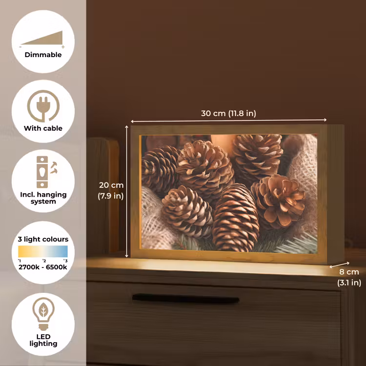 Dennenappels - Boom - Winter - Natuur - Bruin Light Box met kabel (Tafellamp) klein -USP_EN