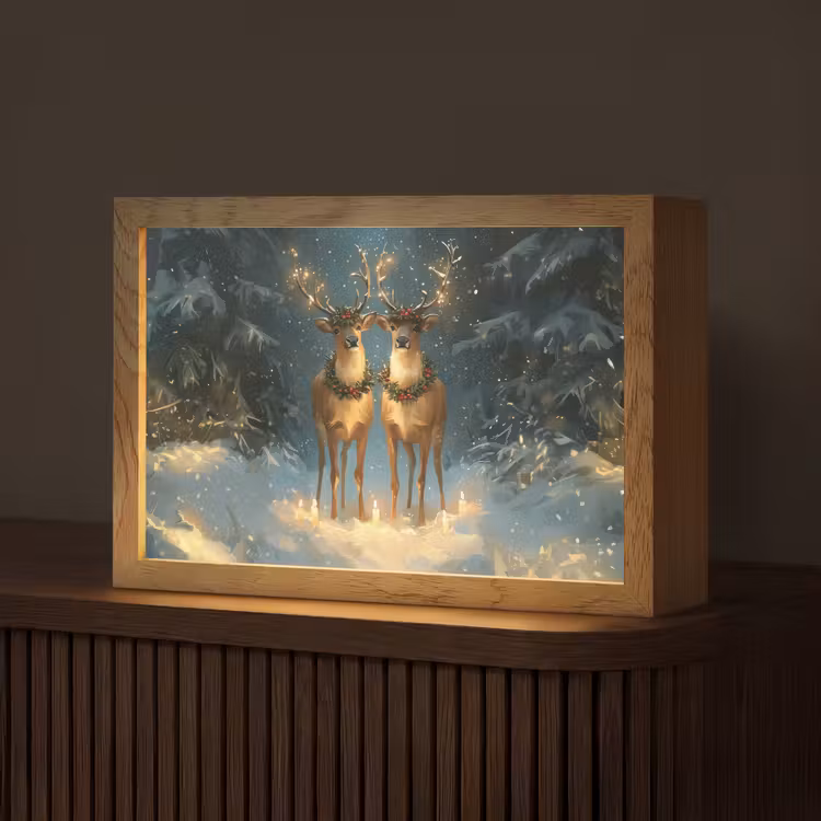 Dennensprookje - Rendier - Nacht Light Box met kabel (Tafellamp) klein -z3d_website