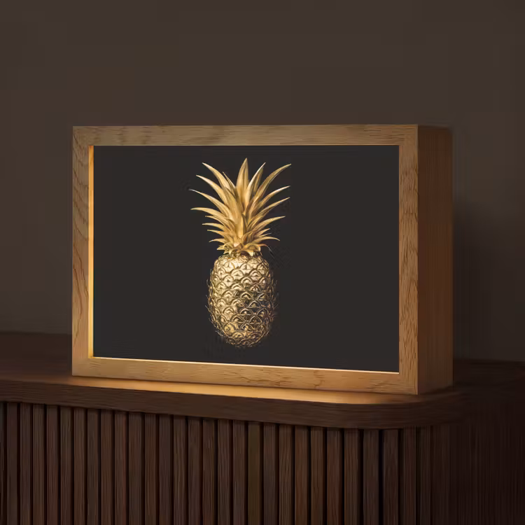 Ananas - Zwart - Goud - Luxe Light Box met kabel (Tafellamp) klein -z3d_website