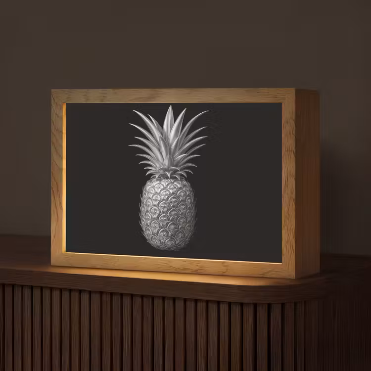 Ananas - Gedetailleerd - Bladeren Light Box met kabel (Tafellamp) klein -z3d_website