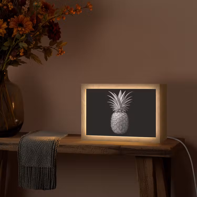 Ananas - Gedetailleerd - Bladeren Light Box met kabel (Tafellamp) klein -sfeer4