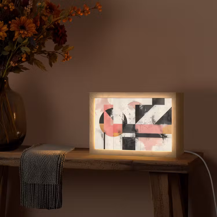 Roze - Abstract - Aesthetic - Modern - Vormen Light Box met kabel (Tafellamp) klein -sfeer4