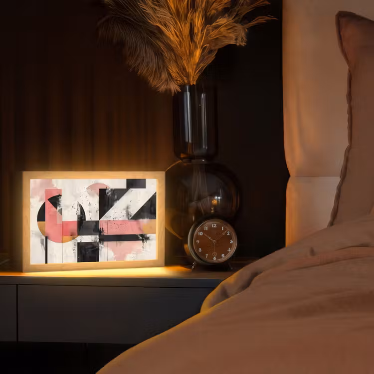 Roze - Abstract - Aesthetic - Modern - Vormen Light Box met kabel (Tafellamp) klein -sfeer1