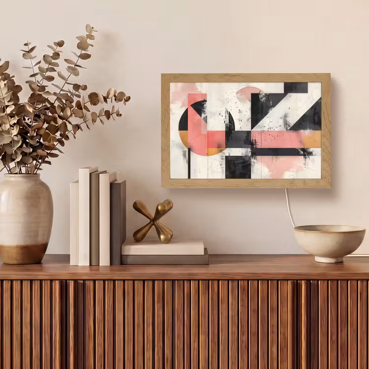Roze - Abstract - Aesthetic - Modern - Vormen Light Box met kabel (Tafellamp) klein -sfeer2